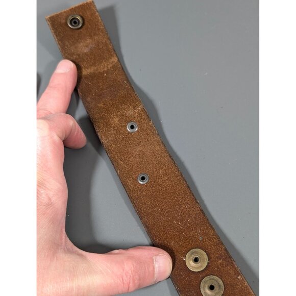 Embossed Brown Leather Snap Cuff Bracelet Inhale Confidence 7.5" - Picture 6 of 9